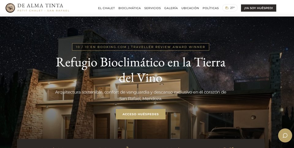 Sitio web de De Alma Tinta, Petit Chalet en San Rafael