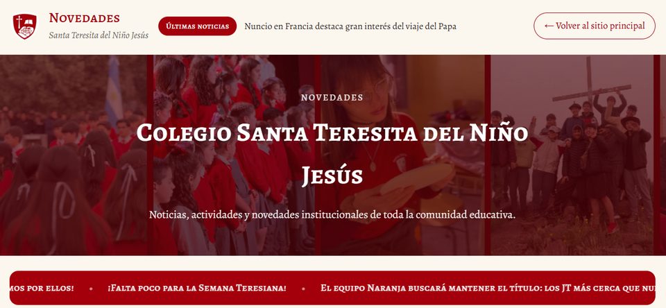 Sección de novedades del Colegio Santa Teresita del Niño Jesús